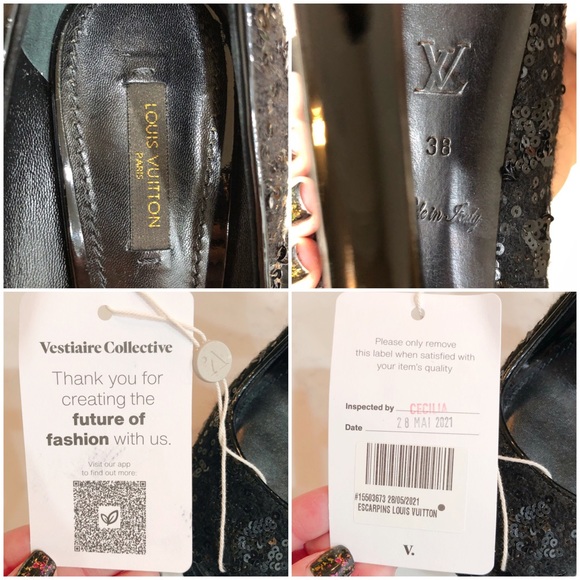 Louis Vuitton Black Sequin Oh Really Lock Pumps 38 - Picture 15 of 15
